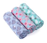 COMSLE Couverture Pelucheuse et Lavable pour Chien et Chat, Lot de 3, Plaid Polaire pour Animal de Compagnie, Canapé/Divan/Lit, Petits et Moyens, 40*60CM, Amour Rainbow