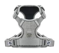 COMSLE Harnais Anti Traction pour Chien, Harnais Chiot Chien Réfléchissant Réglable avec Attache Devant, Arnet Moyen et Grand, Gris, S