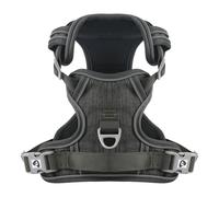 COMSLE Harnais Anti Traction pour Chien, Harnais Chiot Chien Réfléchissant Réglable avec Attache Devant, Arnet Moyen et Grand, Vert Foncé, M