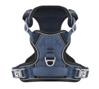 COMSLE Harnais Anti Traction pour Chien, Harnais Chiot Chien Réfléchissant Réglable avec Attache Devant, Arnet Moyen et Grand, Bleu Foncé, XL