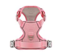 COMSLE Harnais Anti Traction pour Chien, Harnais Chiot Chien Réfléchissant Réglable avec Attache Devant, Arnet Moyen et Grand, Rose Clair, XL