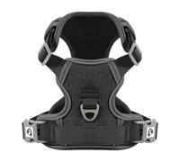 COMSLE Harnais Anti Traction pour Chien, Harnais Chiot Chien Réfléchissant Réglable avec Attache Devant, Arnet Moyen et Grand, Noir, S