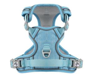 COMSLE Harnais Anti Traction pour Chien, Harnais Chiot Chien Réfléchissant Réglable avec Attache Devant, Arnet Moyen et Grand, Bleu Clair, M