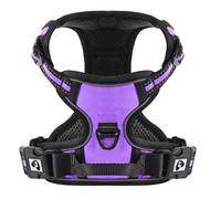 COMSLE Harnais Anti Traction pour Chien, Réfléchissant Respirante Harnais Chien avec Attache Devant et Poignée Contrôle Sécurité, Arnet Facile à Mettre (Violet, XL)