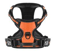 COMSLE Harnais Anti Traction pour Chien, Réfléchissant Respirante Harnais Chien avec Attache Devant et Poignée Contrôle Sécurité, Arnet Facile à Mettre (Orange, S)