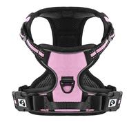 COMSLE Harnais Anti Traction pour Chien, Réfléchissant Respirante Harnais Chien avec Attache Devant et Poignée Contrôle Sécurité, Arnet Facile à Mettre (Rose, XL)