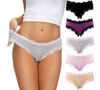COMSOFT sous-vêtements en Coton Femme Culottes Dentelle Douce Culotte Hipster (Multicolore D, M)