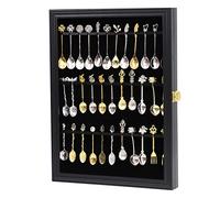 COMSREV Vitrine Murale pour 36 cuillères à thé Souvenirs en Bois avec 98 % Acrylique UV verrouillable (Noir)