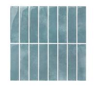 COMSTICKC Crédence Adhésive Pour Cuisine Bleu vintage, 10 Pièces, Carrelage Adhesif Mural Salle de Bain, Vinyle 3D Métro Autocollant Carrelage Adhesif, imperméable, 30,5x30,5cm, Ligne droite verticale