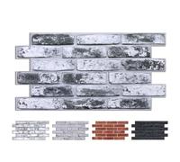 COMSTICKC Lot de 12 feuilles de stickers muraux 3D imitation brique - 57,9 x 30 cm - En PVC fin et léger - À décoller et à coller - Pour décoration murale - Gris délavé