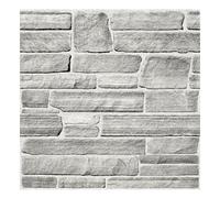 COMSTICKC Panneaux Muraux 3D Adhesif Pierre, 10 Pièces, 30x30 cm, Grise Fausse Brique Murale PVC, Revêtement Mural 3D Adhésif Imitation Pierre pour Salon, Chambre