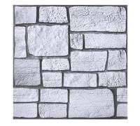 COMSTICKC Panneaux Muraux 3D Adhesif Pierre, 10 Pièces, 30x30 cm, Grise Fausse Brique Murale PVC, Revêtement Mural 3D Adhésif Imitation Pierre, imperméable