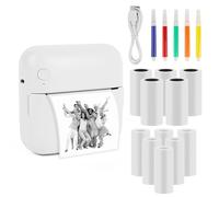 Comuis Sharp Mini Imprimante Photo Portable, imprimante Thermique instantanée sans Fil Bluetooth avec 10 Rouleaux de Papier Thermique, imprimante pour Photos liste d'étiquettes (A)
