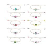 comvastars Bracelets pour filles, bracelets pour enfants, chaîne Vaiana, à partir de 6, 7, 8, 9, 10 ans, bracelet d'amitié réglable de 8 à 26 cm, Mittelgroße, lin, fleurs séchées, verre, Pas de