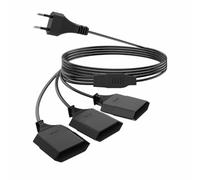 COMVASTARS Cable alargador de corriente,1,5 m Extensión Del Cable de Alimentación Conector,Alargadera,Cables de Alimentación Tipo C Euro Conector,cablea Adaptador de Corriente 3 en 1, 2.5A/250V,Negro