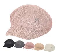COMVIP Béret Paille Respirant Chapeau de Soleil Octogonal Casquette Femme Rose