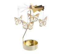 COMVIP Bougeoir Rotatif en Métal Chandelier Porte-Bougie Carrousel Décoration M: Doré - Papillon