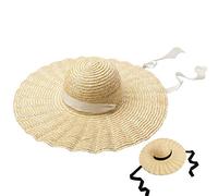 COMVIP Capeline Femme Paille Vintage Chapeau de Soleil Élégant Ruban Beige