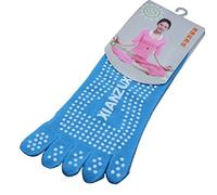 COMVIP Chaussettes avec Orteils Femme pour Sport Yoga Socquettes Anti-dérapantes Bleu