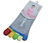 COMVIP Chaussettes avec Orteils Femme pour Sport Yoga Socquettes Anti-dérapantes Gris #A