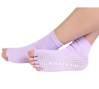 COMVIP Chaussettes avec Orteils Femme pour Sport Yoga Socquettes Anti-dérapantes Violet