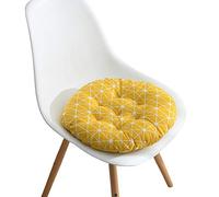 COMVIP Coussin de Chaise Imprimé Doux Classe Bureau Galette de Chaise 40x40cm Rond-Géométrique Jaune
