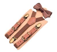 COMVIP Ensemble Bretelle Y et Nœud Papillon pour Enfant Vogue Réglable 3 Clips Brun