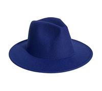 COMVIP Hiver Chapeau Fedora Feutre Large Bord Capeline Femme Panama Homme Cosplay Cocktail Anniversaire Bleu