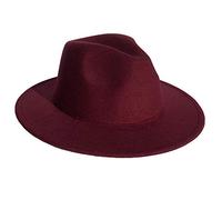 COMVIP Hiver Chapeau Fedora Feutre Large Bord Capeline Femme Panama Homme Cosplay Cocktail Anniversaire Bordeau