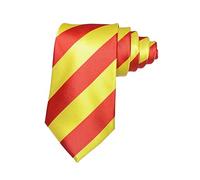 COMVIP Jolie Cravate d'Affaires Homme à Rayures 8cm Largeur en Polyester Gentil Jaune Rouge