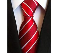 COMVIP Jolie Cravate d'Affaires Homme à Rayures 8cm Largeur en Polyester Gentil Rouge#B