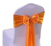 COMVIP Nœuds Ruban de Housse Chaise en Satin Décor Mariage Fête Anniversaire 10Pcs Orange