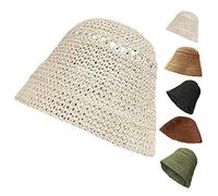 COMVIP Printemps Été Bob Femme Respirant Paille Chapeau de Soleil Mode Beige