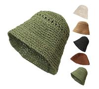 COMVIP Printemps Été Bob Femme Respirant Paille Chapeau de Soleil Mode Vert