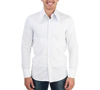 Comycom Chemise à manches longues des années 70 pour homme avec col oreilles teckel, blanc, Blanc., 3XL