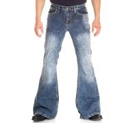 COMYCOM Jean évasé pour Homme avec délavage Acid Wash Star Random, W34/L34