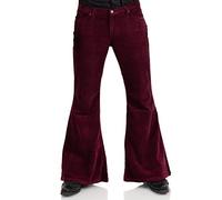 Comycom Pantalon évasé en velours côtelé bordeaux pour homme - Style années 70, bordeaux, 32W x 30L