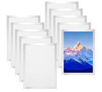 Comzantor 10 Pcs Cadre Photo Magnétiques A4, Cadre Photo Aimanté, Pochettes d'Information Autocollant, Cadres Diamond Painting, Cadres d'Affichage Magnetique, pour Photos Documents Affiches (Argent)