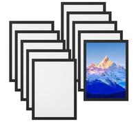 Comzantor 10 Pcs Cadre Photo Magnétiques A4, Cadre Photo Aimanté, Pochettes d'Information Autocollant, Cadres Diamond Painting, Cadres d'Affichage Magnetique, Pour Photos Documents Affiches (Noir)