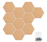 Comzantor 10 Pièces Panneau de Liège Hexagonal, Tableaux d'Affichage Mural, Tableau en Liege Autocollant, Panneaux en Feutre,pour Suspension de Photos, Décoration Murale, avec Une boîte de Punaises