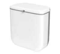 Comzantor 10L Poubelle de Cuisine Pliable Murale, Poubelle Suspendue avec Couvercle pour Camping Car, Voiture, Salle de Bain, Bureau(Blanc)