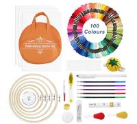 Comzantor 205 Pcs Kit Broderie, Kit Point de Croix Debutant Punch Needle Adulte Tricot, Ensemble de Poupée de Bricolage, Embroidery Outils, pour d'Entraînement au Point de Broder