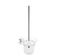 Comzantor Brosse Toilettes WC, Balai Toilette, Balayette WC Suspendu et Supports, Toilet Brush Murale, Porte Brosse Toilette Mural, Salle de Bain Accessoire Nettoyage, avec Bol en Verre