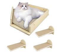 Comzantor Lot de 4 Arbre a Chat Mural Escalier, Meubles Muraux, Bois Massif