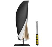 Comzantor Noir Housse Parasol Déporté Imperméable, Bache de Protection | Exterieur pour Parasols, Couverture de Parapluie de Jardin avec Mât, Protective Contre la Poussière et les UV, Tissu Oxford.