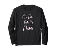 Con Dios Todo ES Posible Bible chrétienne Mujer Amor Espagnol Manche Longue
