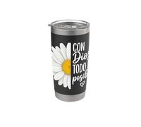 Con Dios Todo Es Posible Chrétien Espagnol Daisy Flower God Gobelet isotherme en acier inoxydable double paroi