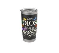 Con Dios Todo Es Posible Chrétien Espagnol Foi Papillon Gobelet isotherme en acier inoxydable double paroi