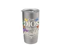 Con Dios Todo Es Posible Chrétien Espagnol Foi Papillon Gobelet isotherme en acier inoxydable double paroi