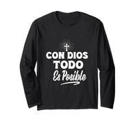 Con Dios Todo ES Posible Croix d'amour chrétienne Jésus Foi Manche Longue